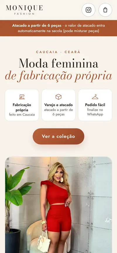 Abertura da loja da Monique Fashion no celular